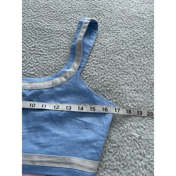 Avec Les Filles Linen Blend Crop Tank Top Ice Blue Size S - Picture 7 of 8